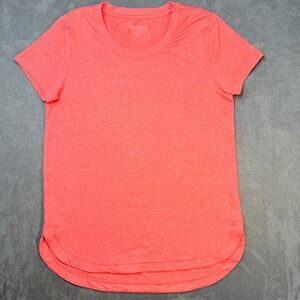Athleta Breezy Scoop Neck Tee Heathered Coral Pink Short Sleeve XS